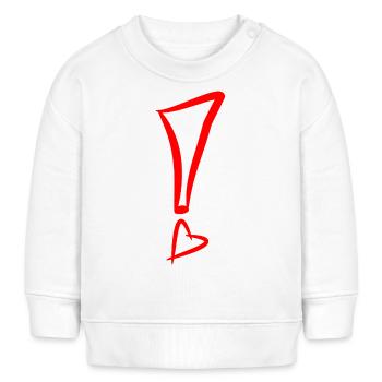 Point d'exclamation avec coeur rouge - Sweat bébé bio Stanley/Stella - blanc - Devant