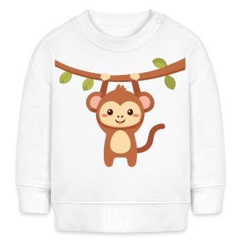 Affen Design - Äffchen hängt an Baum - Baby Organic Sweatshirt Baby Changer von Stanley/Stella - Weiß - Vorne