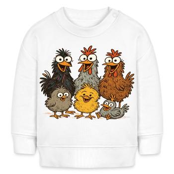 Poulet coloré motif de dessin animé - Sweat bébé bio Stanley/Stella - blanc - Devant