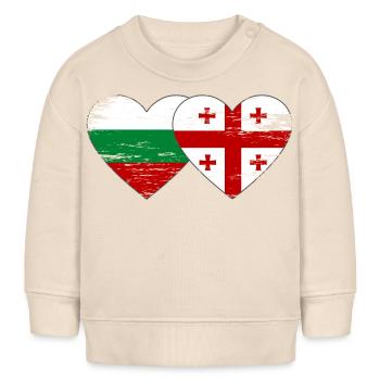 Bulgarie Géorgie drapeau coeur utilisé - Sweat bébé bio Stanley/Stella - écru doux - Devant