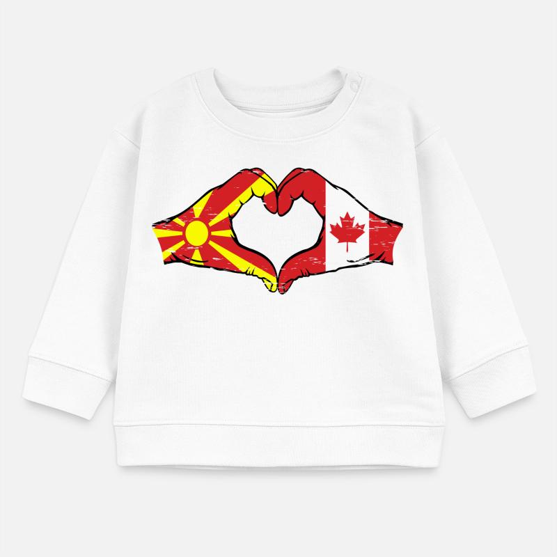 Macédoine, Canada, drapeau, mains, forme de coeur utilisé Sweat bébé bio Stanley/Stella