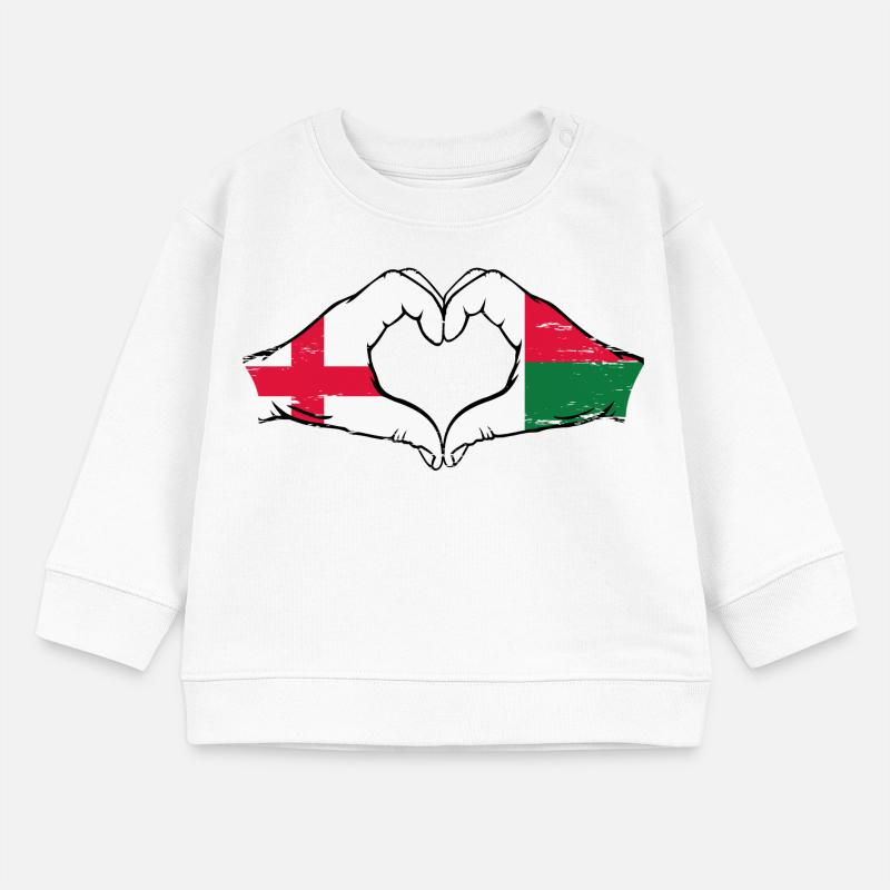 Angleterre Madagascar drapeau mains forme de coeur utilisé Sweat bébé bio Stanley/Stella