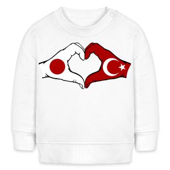 Japon Türkiye mains forme de coeur - Sweat bébé bio Stanley/Stella - blanc - Devant