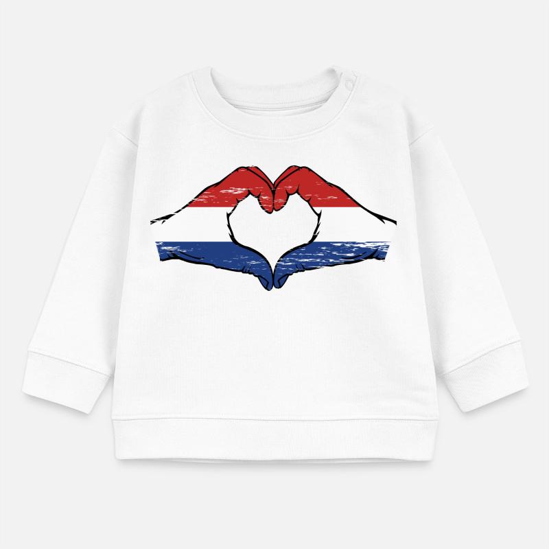 Drapeau de la Hollande mains en forme de coeur utilisé Sweat bébé bio Stanley/Stella