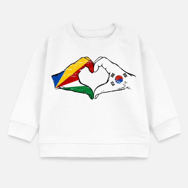 Seychelles Corée du Sud drapeau mains forme de coeur utilisé Sweat bébé bio Stanley/Stella