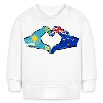 Kasachstan Neuseeland Flagge Hände Herzform used - Baby Organic Sweatshirt Baby Changer von Stanley/Stella - Weiß - Vorne