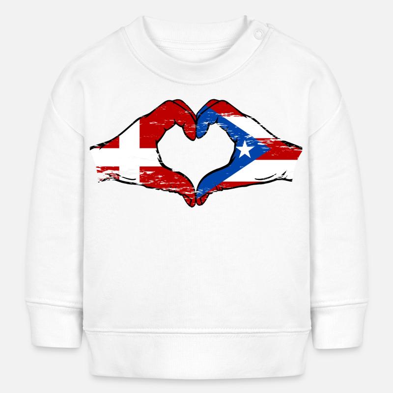 Danemark Porto Rico Mains Forme de Coeur Utilisé - Sweat bébé bio Stanley/Stella - blanc