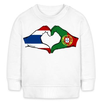 Thaïlande, Portugal, Drapeau, Mains, Coeur - Sweat bébé bio Stanley/Stella - blanc - Devant