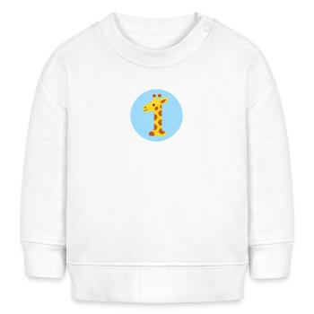 1 Geburtstag Zahl eins als Giraffe - Baby Organic Sweatshirt Baby Changer von Stanley/Stella - Weiß - Vorne