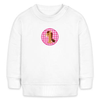 Erster Geburtstag Pferd als Zahl 1 vichy karo - Baby Organic Sweatshirt Baby Changer von Stanley/Stella - Weiß - Vorne
