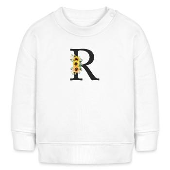 R Monogramm Sonnenblumen - Baby Organic Sweatshirt Baby Changer von Stanley/Stella - Weiß - Vorne