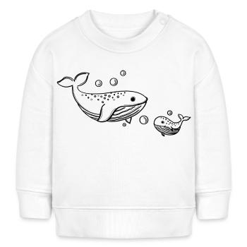 Blubb, blubb kleiner Wal - Baby Organic Sweatshirt Baby Changer von Stanley/Stella - Weiß - Vorne