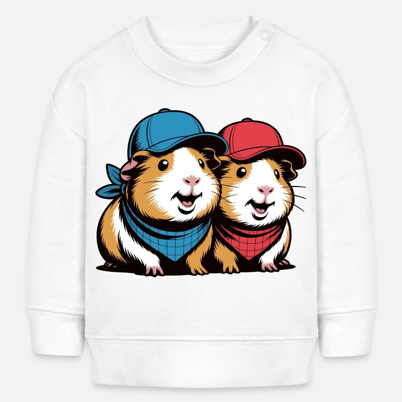 Two Guinea Pig Duo Caps - Baby Sweatshirt by Stanley/Stella - white