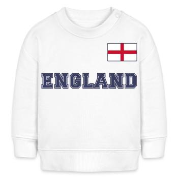 Look maillot ANGLETERRE avec drapeau drapeau sur la poitrine - Sweat bébé bio Stanley/Stella - blanc - Devant
