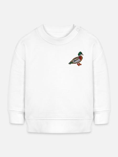 Pixel-Ente bestickt - Baby Organic Sweatshirt Baby Changer von Stanley/Stella - Weiß
