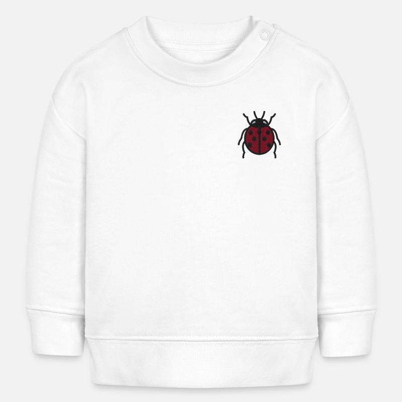 Coccinelle brodée - Sweat bébé bio Stanley/Stella - blanc