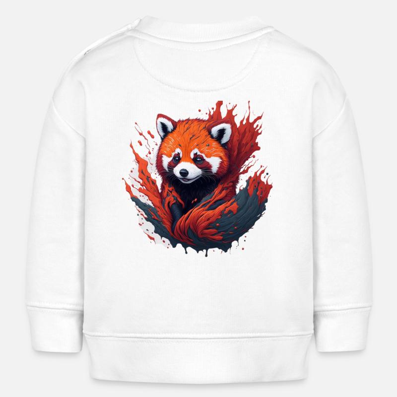 Panda roux dans un tourbillon de couleurs - Sweat bébé bio Stanley/Stella - blanc