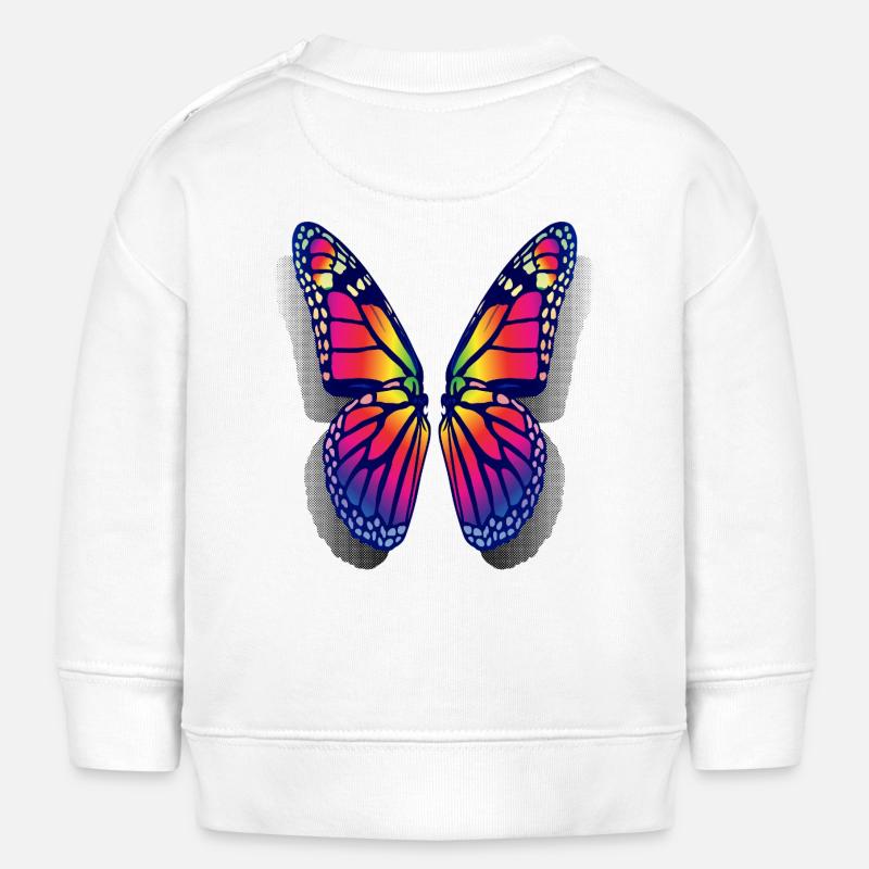 Ailes de papillon arc-en-ciel - Sweat bébé bio Stanley/Stella - blanc