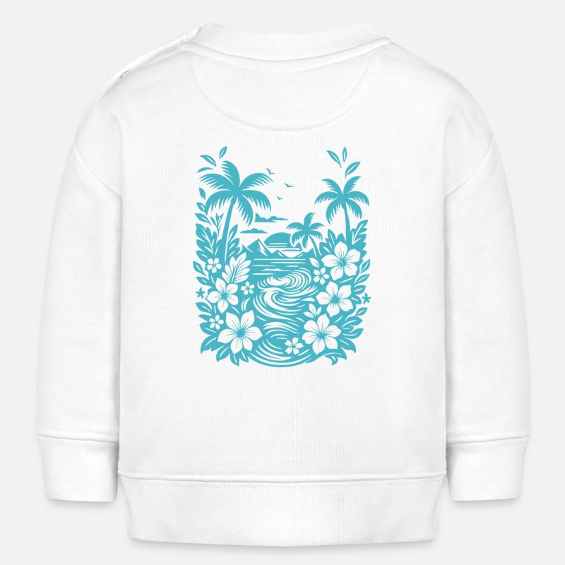 Silhouette de la Lagune Tropicale de la Plage - Sweat bébé bio Stanley/Stella - blanc