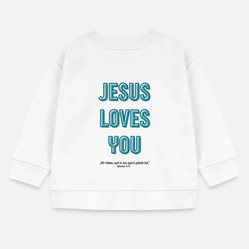 Jésus t’aime en script 3D Sweat bébé bio Stanley/Stella