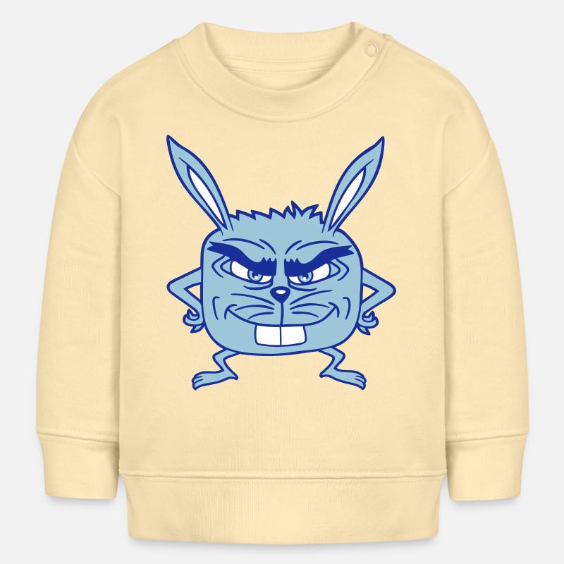 Lapin Monstre Mauvais Œil Dangereux Cool Sourire - Sweat bébé bio Stanley/Stella - crème