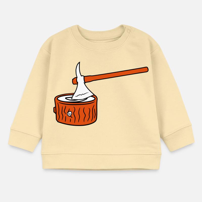 Axt Baum Fällen Holzfäller Wald Stumpf Holz Hacken Baby Organic Sweatshirt Baby Changer von Stanley/Stella