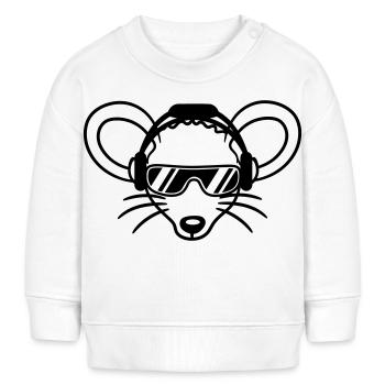 Maus Sonnenbrille Cool Kopfhörer Party Musik hören - Baby Organic Sweatshirt Baby Changer von Stanley/Stella - Creme - Vorne