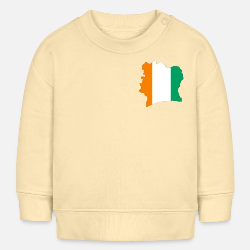 Carte de cote d'Ivoire tricolore stylisée - Sweat bébé bio Stanley/Stella - crème