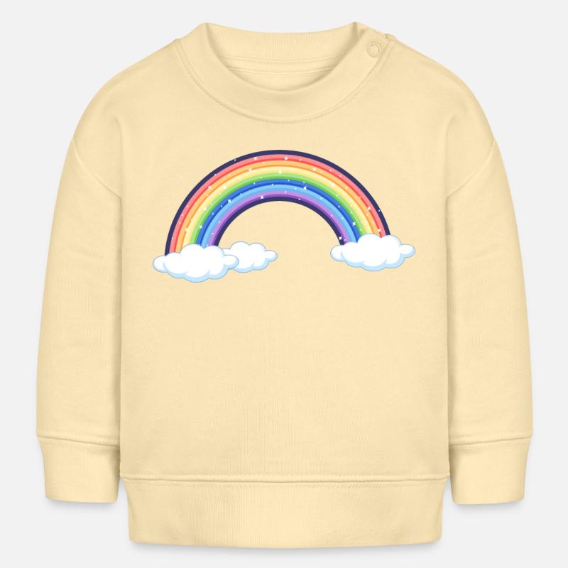 Arc-en-ciel vibrant sur les nuages - Sweat bébé bio Stanley/Stella - crème