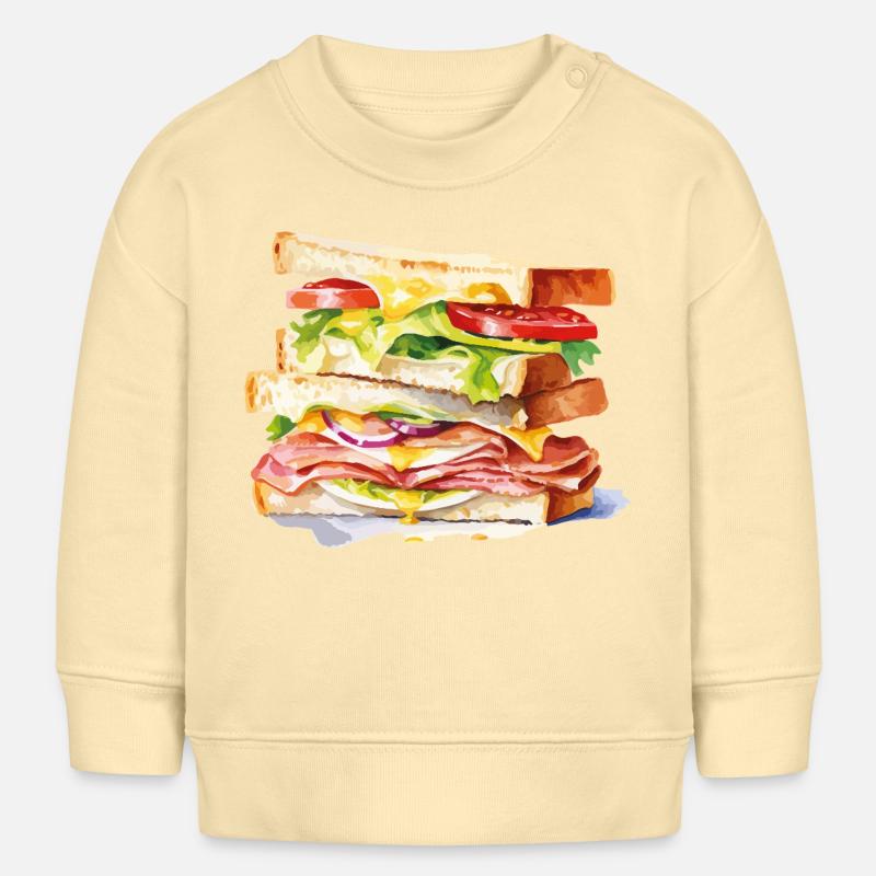 Illustration colorée des couches de sandwich - Sweat bébé bio Stanley/Stella - crème