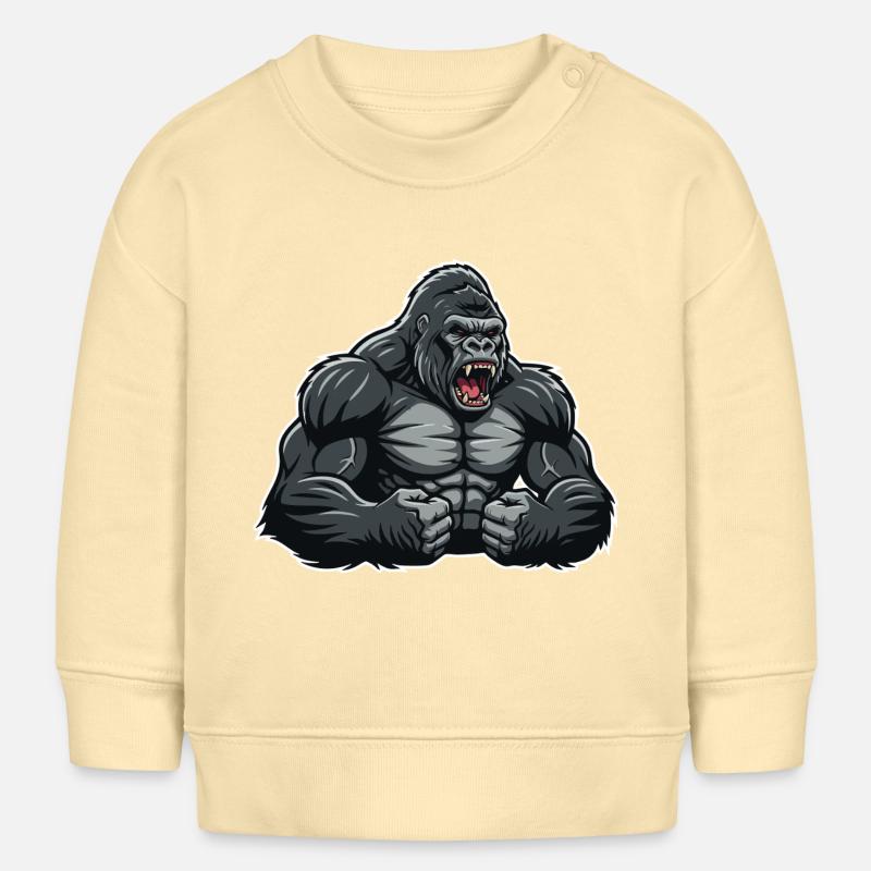 Gorille Musclé Colère Logo Mascotte Gorilla - Sweat bébé bio Stanley/Stella - crème