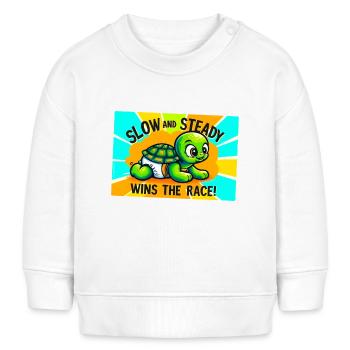 Turtle with Diaper - Slow and Steady Wins the - Baby Sweatshirt by Stanley/Stella - cream - Front