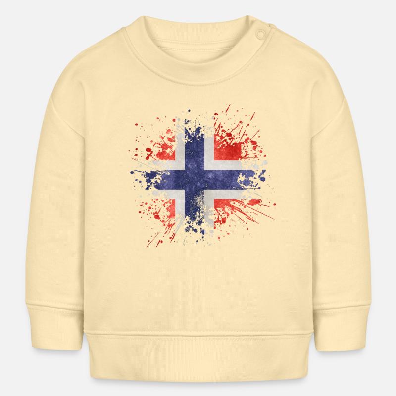 Drapeau de la Norvège Splash Norway Design - Sweat bébé bio Stanley/Stella - crème