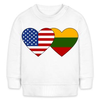 USA Litauen Flagge Herz - Baby Organic Sweatshirt Baby Changer von Stanley/Stella - Creme - Vorne