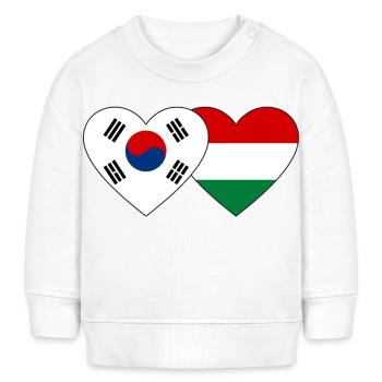Südkorea Ungarn Flagge Herz - Baby Organic Sweatshirt Baby Changer von Stanley/Stella - Creme - Vorne