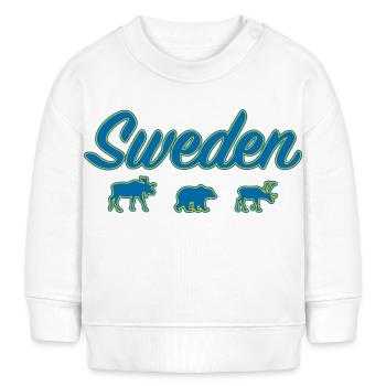 Sweden Fahne Elch Bär Rentier Urlaub Souvenir - Baby Organic Sweatshirt Baby Changer von Stanley/Stella - Creme - Vorne