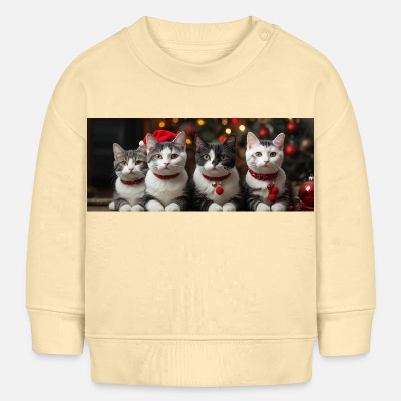 Chaton de Noël - Sweat bébé bio Stanley/Stella - crème