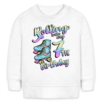 Rolling Into My 7th Birthday Quad Skater - Baby Organic Sweatshirt Baby Changer von Stanley/Stella - Creme - Vorne