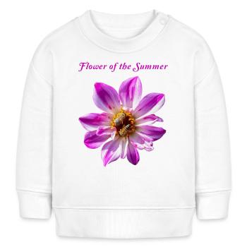 Fleur de Dahlia imperialis rose, Abeille, Naturel - Sweat bébé bio Stanley/Stella - crème - Devant