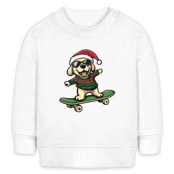 Labrador Dog Christmas Skateboard - Baby Sweatshirt by Stanley/Stella - cream - Front
