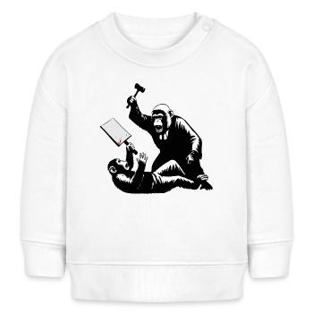 Affen-Richter schlägt auf Protestierenden ein - Baby Organic Sweatshirt Baby Changer von Stanley/Stella - Creme - Vorne