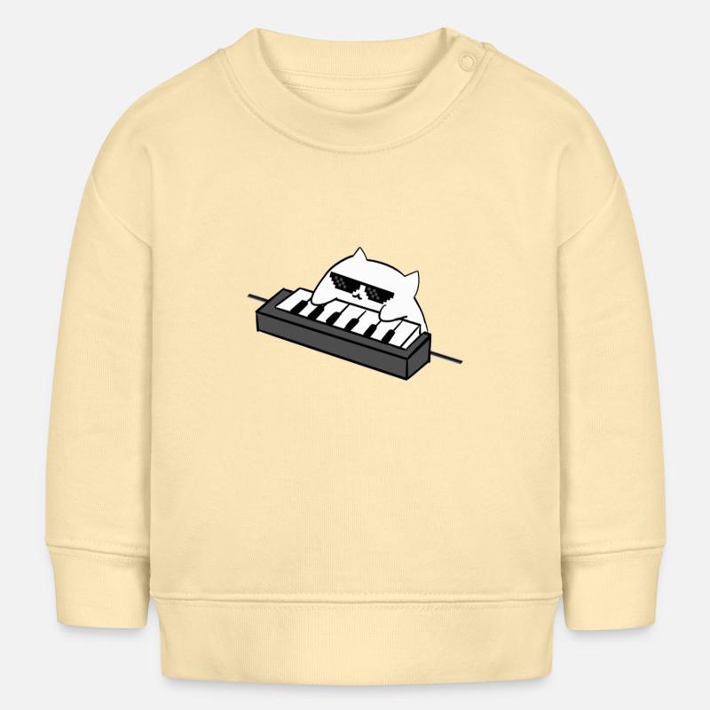 Cat DJ au clavier - Sweat bébé bio Stanley/Stella - crème