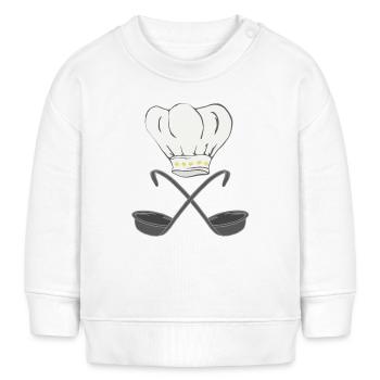 Toque de chef avec louches à soupe, cuisson - Sweat bébé bio Stanley/Stella - crème - Devant