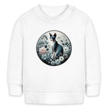 Princesse Sphynx chat parmi les fleurs - Sweat bébé bio Stanley/Stella - crème - Devant