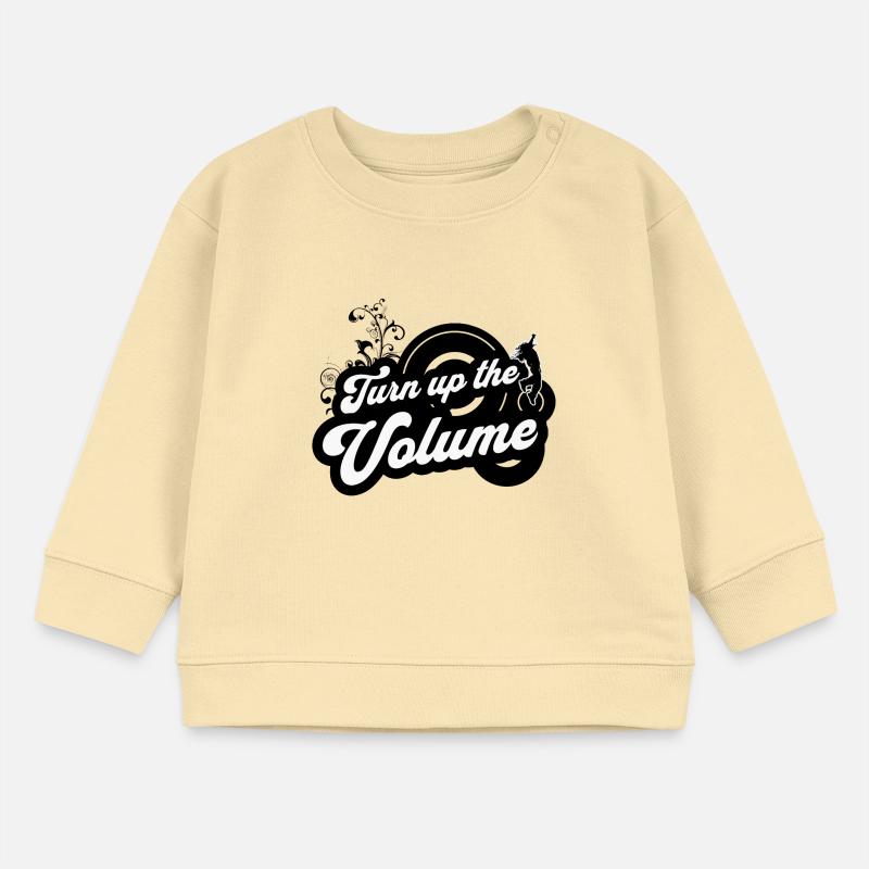 Volume Up — Black Retro Script Baby Sweatshirt by Stanley/Stella