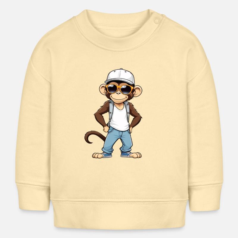 Singe cool avec lunettes de soleil et casquette - Sweat bébé bio Stanley/Stella - crème