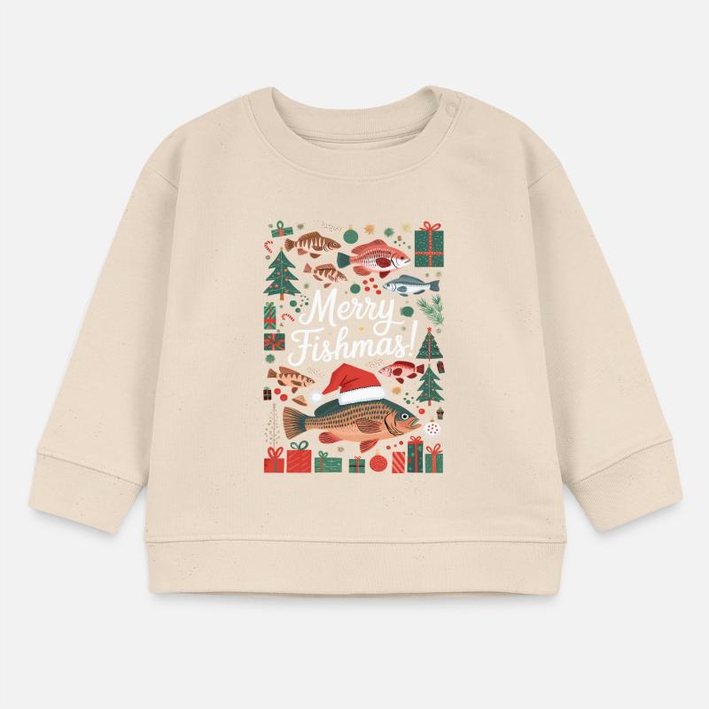Pulls de Noël Pêcheur Carpe de Poissons Joyeuse Sweat bébé bio Stanley/Stella