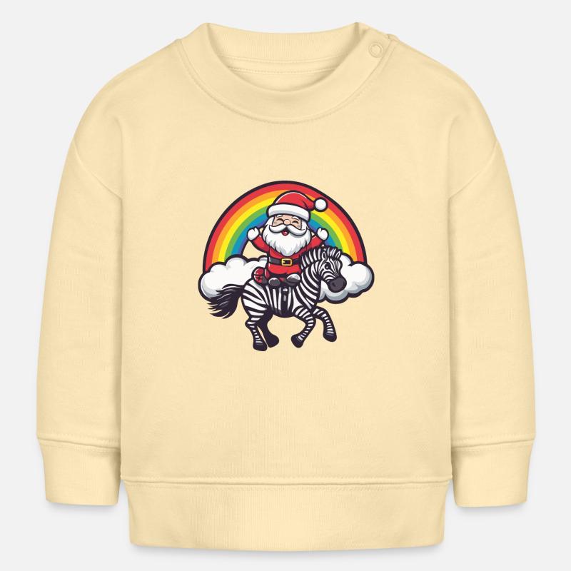 Zèbre Père Noël Arc-en-ciel - Sweat bébé bio Stanley/Stella - crème
