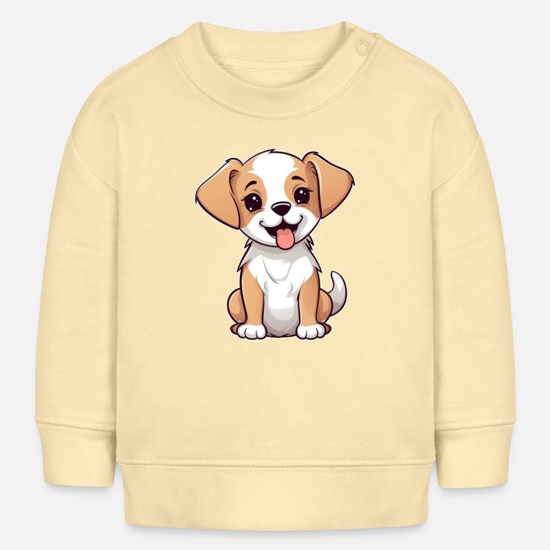 Mignon Petit Chien Chiot Enfant Bébé Cadeau Chiens - Sweat bébé bio Stanley/Stella - crème