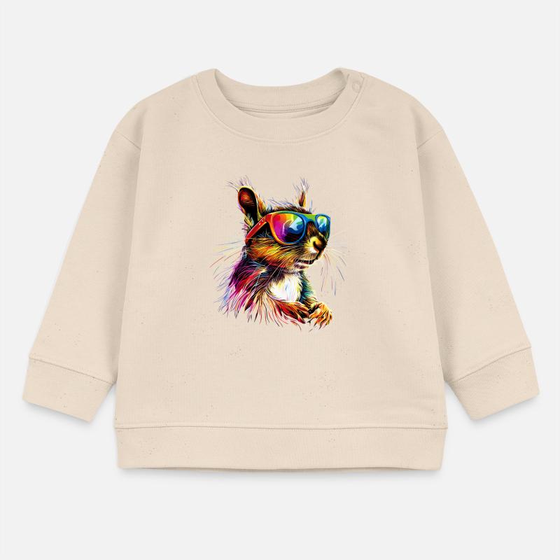 Eichhörnchen Kopfhörer Bunt Popart DJ Eichhörnchen Baby Organic Sweatshirt Baby Changer von Stanley/Stella